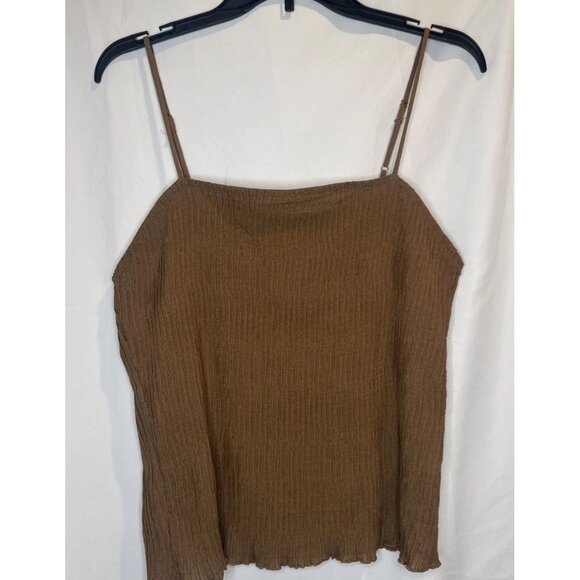 THE WORKSHOP Women’s Aurora Almond Lined Rayon Cami Top Adj Straps Sz L NEW - Picture 1 of 11